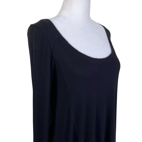 Free People XS Flowy January Long Sleeve Top Ribbed Raw Hem Black Casual Soft - Picture 5 of 15